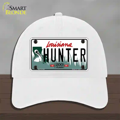 Hunter Louisiana Novelty License Plate Hat Unconstructed Cotton / White