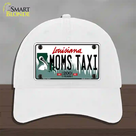 Moms Taxi Louisiana Novelty License Plate Hat Unconstructed Cotton / White