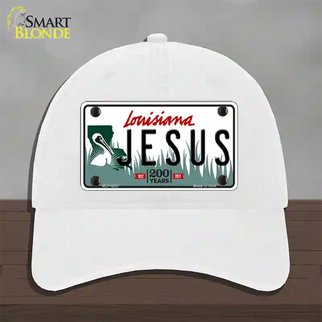 Jesus Louisiana Novelty License Plate Hat Unconstructed Cotton / White