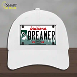 Dreamer Louisiana Novelty License Plate Hat Unconstructed Cotton / White