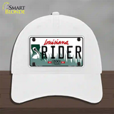 Rider Louisiana Novelty License Plate Hat Unconstructed Cotton / White