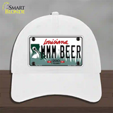 MMM Beer Louisiana Novelty License Plate Hat Unconstructed Cotton / White