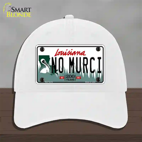 No Murci Louisiana Novelty License Plate Hat Unconstructed Cotton / White