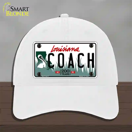 Coach Louisiana Novelty License Plate Hat Unconstructed Cotton / White