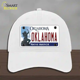 Oklahoma Novelty License Plate Hat Unconstructed Cotton / White