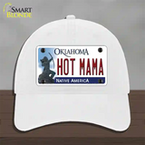 Hot Mama Oklahoma Novelty License Plate Hat Unconstructed Cotton / White