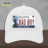 Bad Boy Oklahoma Novelty License Plate Hat Unconstructed Cotton / White