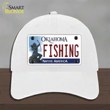 Fishing Oklahoma Novelty License Plate Hat Unconstructed Cotton / White