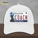 Coach Oklahoma Novelty License Plate Hat Unconstructed Cotton / White