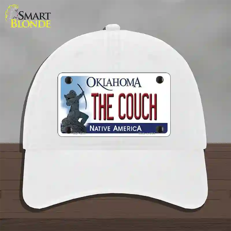 The Couch Oklahoma Novelty License Plate Hat Unconstructed Cotton / White