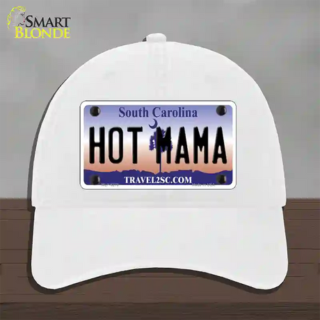 Hot Mama South Carolina Novelty License Plate Hat Unconstructed Cotton / White