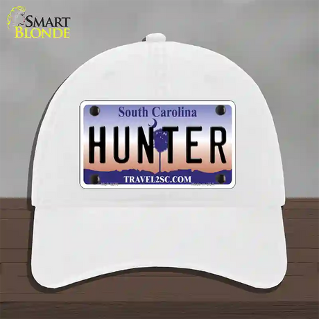 Hunter South Carolina Novelty License Plate Hat Unconstructed Cotton / White