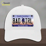 Bad Girl South Carolina Novelty License Plate Hat Unconstructed Cotton / White