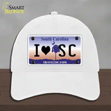 I Love South Carolina Novelty License Plate Hat Unconstructed Cotton / White