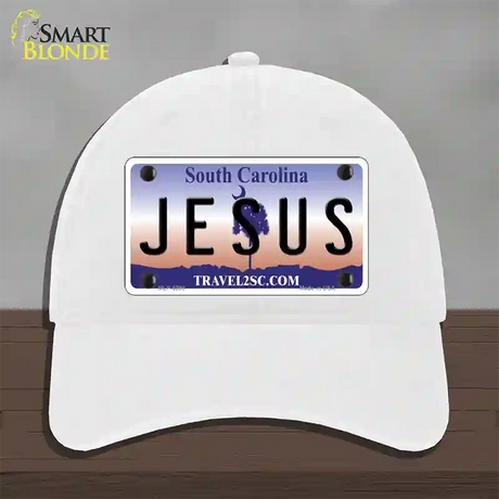 Jesus South Carolina Novelty License Plate Hat Unconstructed Cotton / White