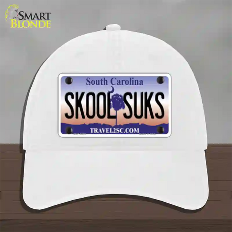 Skool Suks South Carolina Novelty License Plate Hat Unconstructed Cotton / White