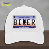 Biker South Carolina Novelty License Plate Hat Unconstructed Cotton / White