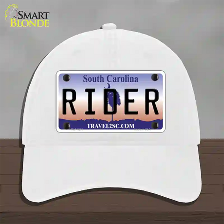 Rider South Carolina Novelty License Plate Hat Unconstructed Cotton / White