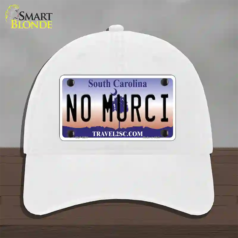 No Murci South Carolina Novelty License Plate Hat Unconstructed Cotton / White