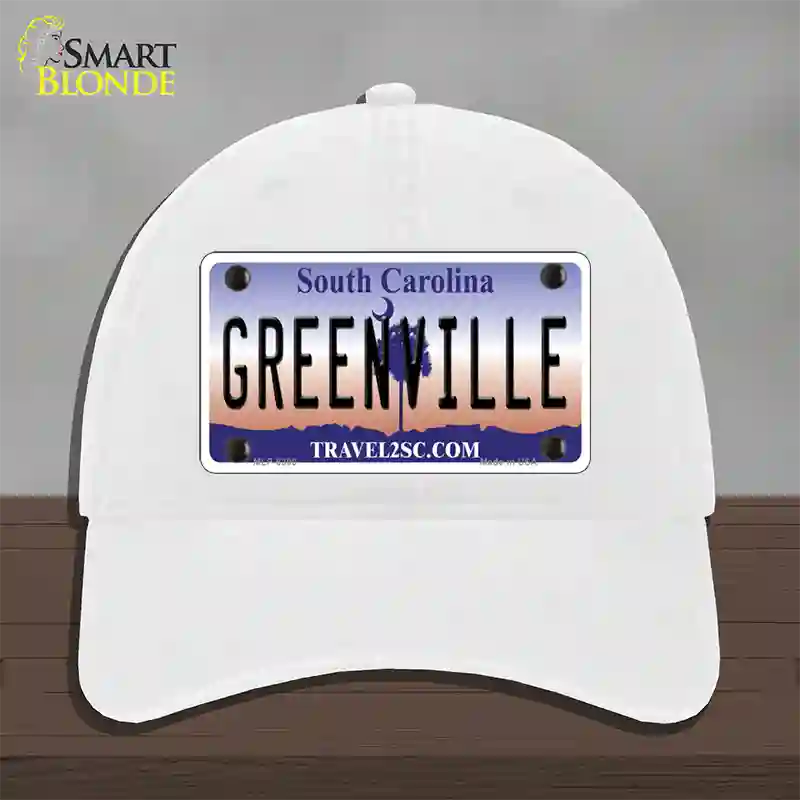 Greenville South Carolina Novelty License Plate Hat Unconstructed Cotton / White