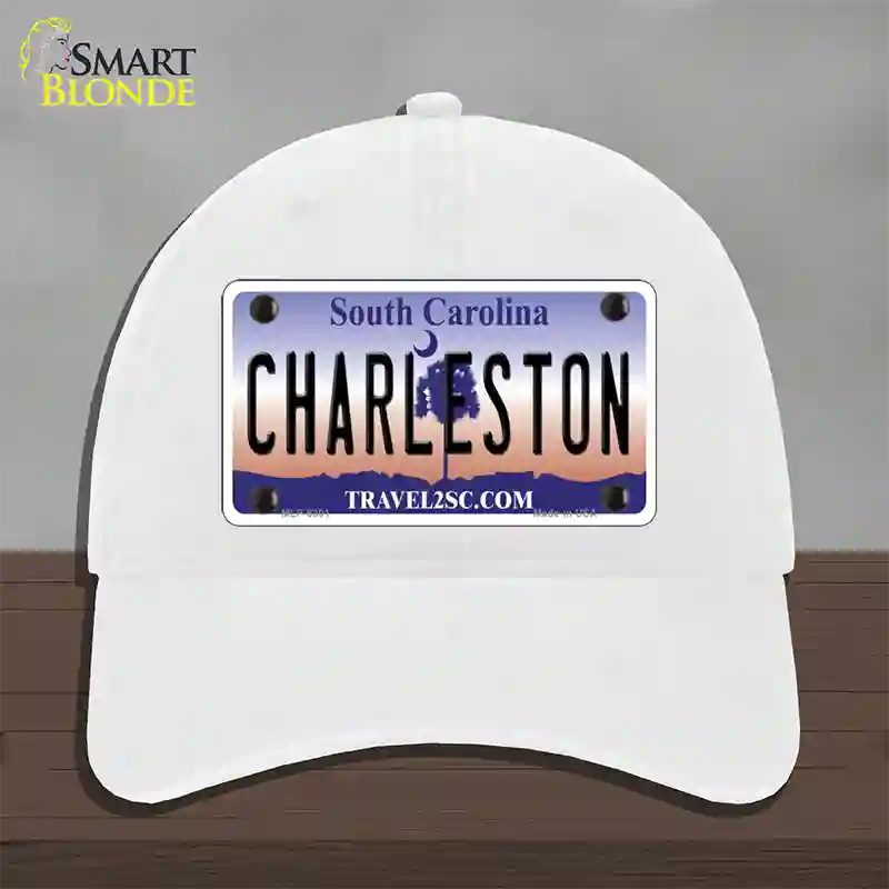 Charleston South Carolina Novelty License Plate Hat Unconstructed Cotton / White