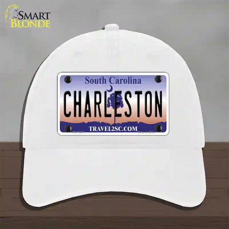 Charleston South Carolina Novelty License Plate Hat Unconstructed Cotton / White