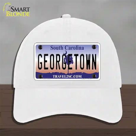 Georgetown South Carolina Novelty License Plate Hat Unconstructed Cotton / White