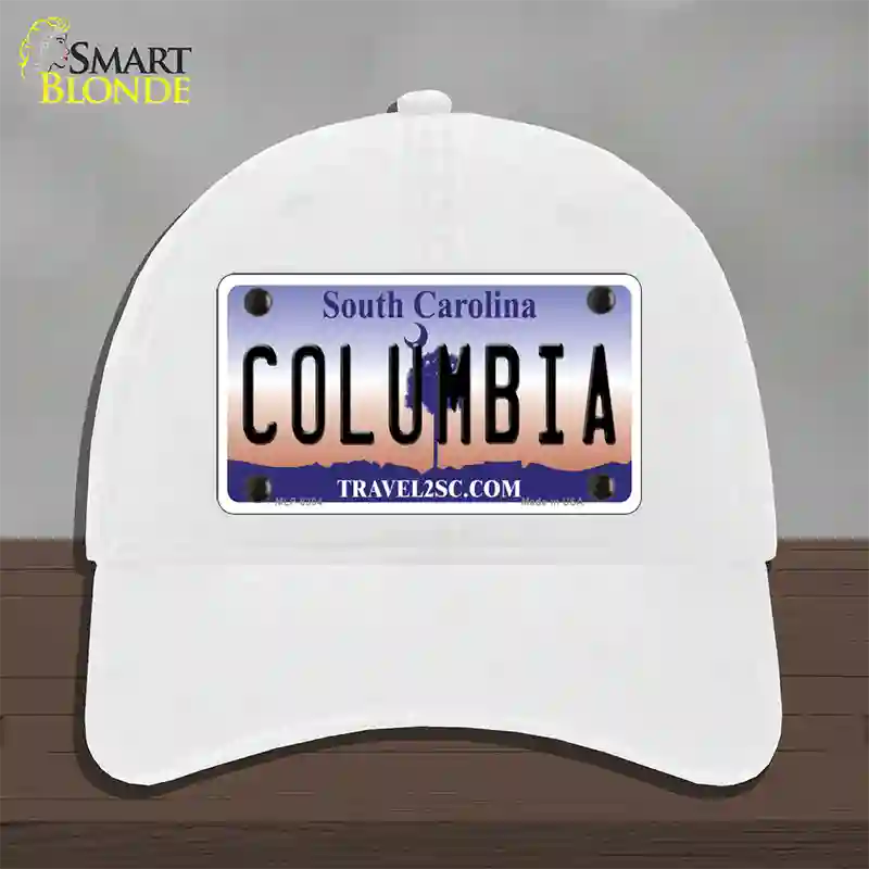 Columbia South Carolina Novelty License Plate Hat Unconstructed Cotton / White