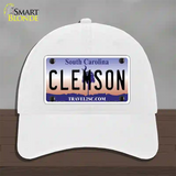 Clemson South Carolina Novelty License Plate Hat Unconstructed Cotton / White