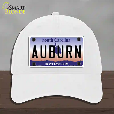 Auburn South Carolina Novelty License Plate Hat Unconstructed Cotton / White