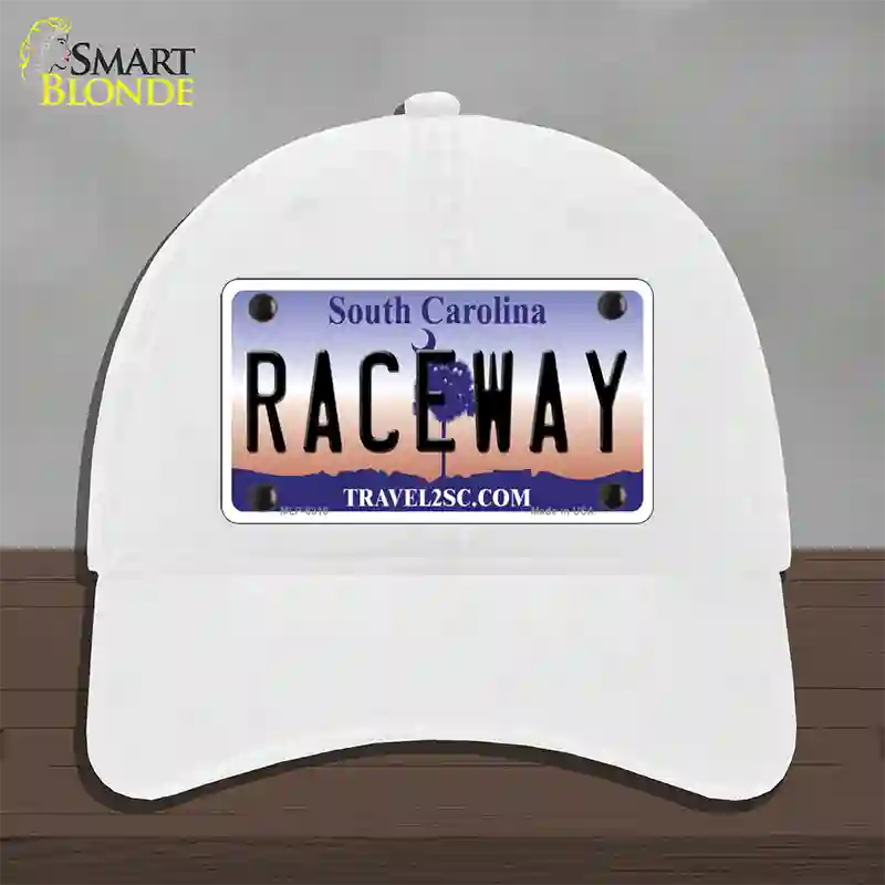 Raceway South Carolina Novelty License Plate Hat Unconstructed Cotton / White