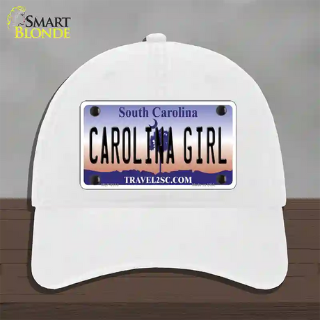 Carolina Girl South Carolina Novelty License Plate Hat Unconstructed Cotton / White