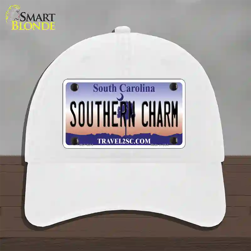 Southern Charm South Carolina Novelty License Plate Hat Unconstructed Cotton / White