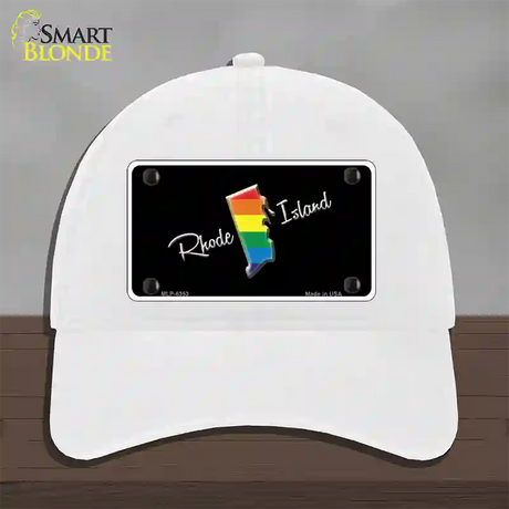 Rhode Island Rainbow Novelty License Plate Hat Unconstructed Cotton / White