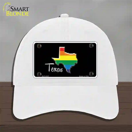 Texas Rainbow Novelty License Plate Hat Unconstructed Cotton / White