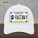 Raceway Indiana Novelty License Plate Hat Unconstructed Cotton / White