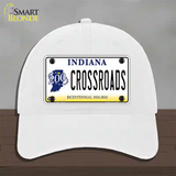 Crossroads Indiana Novelty License Plate Hat Unconstructed Cotton / White