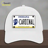 Cardinal Indiana Novelty License Plate Hat Unconstructed Cotton / White