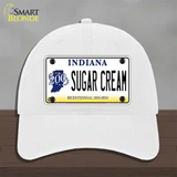 Sugar Cream Indiana Novelty License Plate Hat Unconstructed Cotton / White