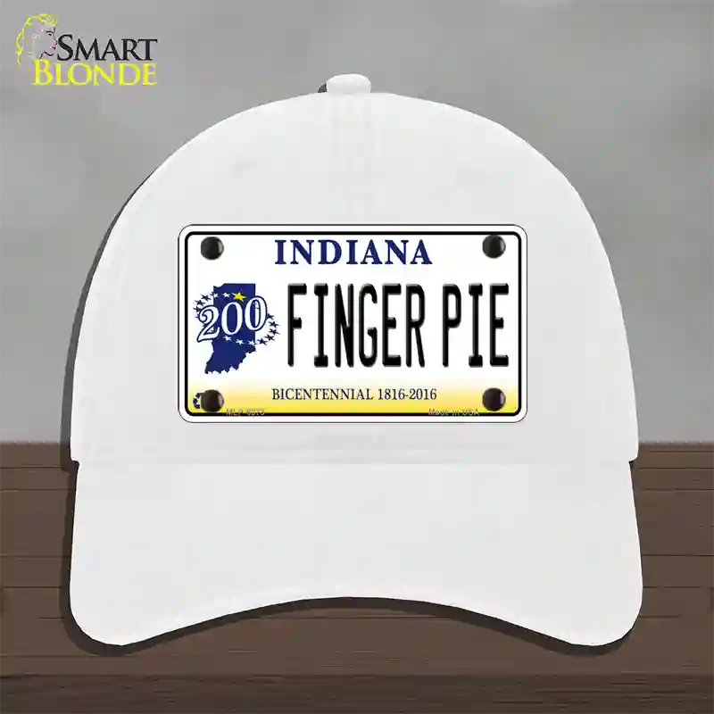 Finger Pie Indiana Novelty License Plate Hat Unconstructed Cotton / White