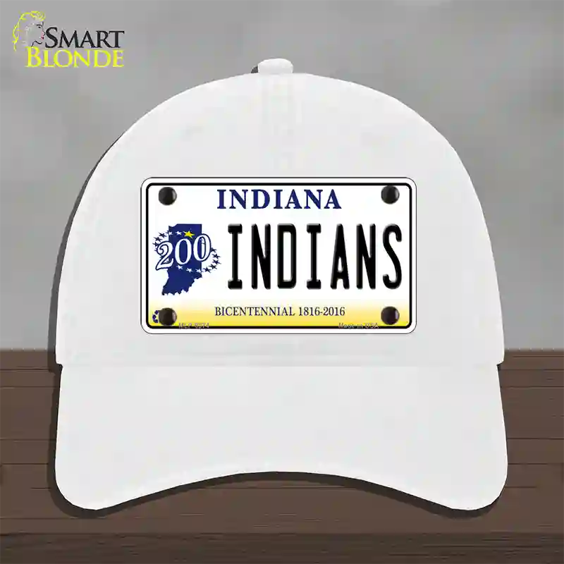 Indians Indiana Novelty License Plate Hat Unconstructed Cotton / White