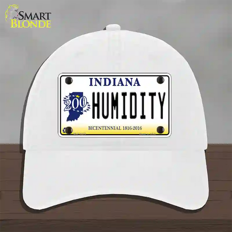 Humidity Indiana Novelty License Plate Hat Unconstructed Cotton / White