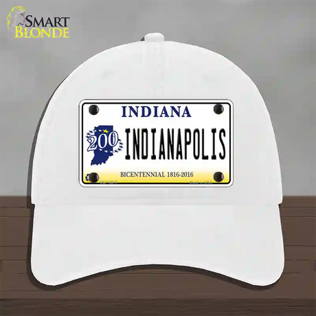 Indianapolis Indiana Novelty License Plate Hat Unconstructed Cotton / White