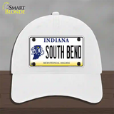 South Bend Indiana Novelty License Plate Hat Unconstructed Cotton / White