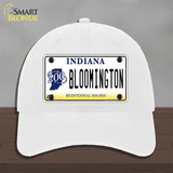 Bloomington Indiana Novelty License Plate Hat Unconstructed Cotton / White