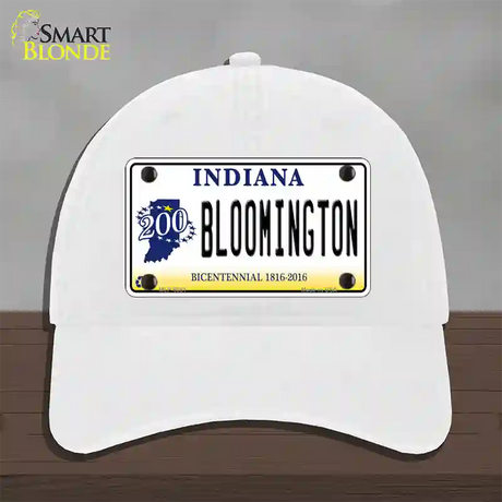 Bloomington Indiana Novelty License Plate Hat Unconstructed Cotton / White