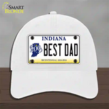 Best Dad Indiana Bicentennial Novelty License Plate Hat Unconstructed Cotton / White