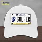 Golfer Indiana Novelty License Plate Hat Unconstructed Cotton / White