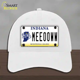 Meeooww Indiana Novelty License Plate Hat Unconstructed Cotton / White