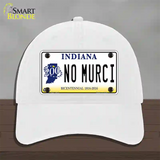 No Murci Indiana Novelty License Plate Hat Unconstructed Cotton / White